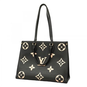 Louis Vuitton Monogram Empreinte Two-Tone On-the-Go Tote Bag M45495 Black/Beige 2-Way for Women