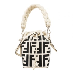 Fendi Zucca Canvas Handbag in White and Black, 2-Way Bag for Women