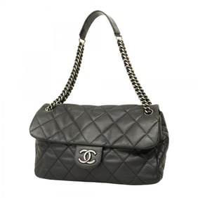 Chanel Matelasse Shoulder Bag with Chain, Caviar Skin, Black, Women's