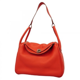Hermes Hermès Lindy 30 Handbag, Taurillon Clemence Leather, Rouge Tomato, X Stamp, 2-Way Bag for