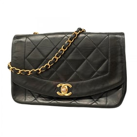 Chanel Diana Matelasse Chain Shoulder Bag in Lambskin, Black, Women's