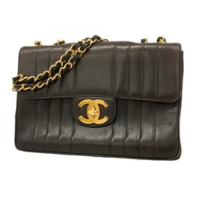 Chanel Mademoiselle Shoulder Bag, Double Chain, Lambskin, Black, Women's