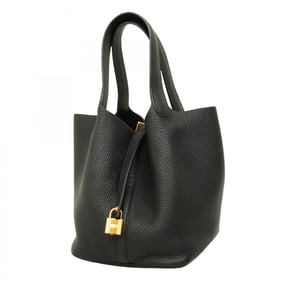 Hermes Hermès Picotin Lock MM Handbag, Taurillon Clemence Leather, Black, Y Stamp, Women's
