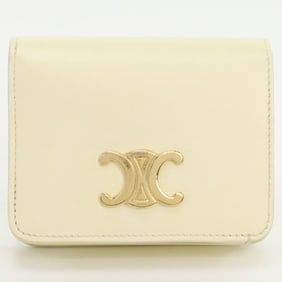 CELINE Triomphe Compact Wallet, 10K62 3DPV, Women's, Ivory