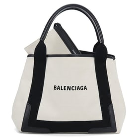 BALENCIAGA Balenciaga Tote Bag 339933 Navy Cabas Small Women's White