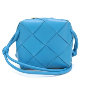 BOTTEGA VENETA Mini Cassette Camera Bag, Intrecciato, Women's, Blue, 701915, Crossbody Shoulder Bag