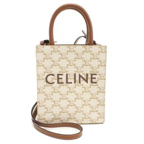 CELINE Mini Vertical Cabas Triomphe Canvas Handbag 19437 2BZK 01BC Women's White