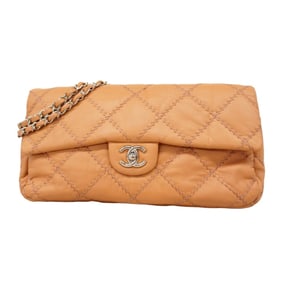 Chanel Shoulder Bag W Chain Ultra Stitch Lambskin Light Brown Women's
