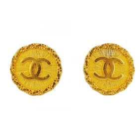 Chanel Coco Mark Circle Earrings, GP Plated Gold for Women