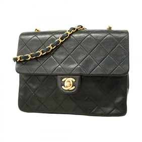 Chanel Mini Matelasse Shoulder Bag with Chain Bag, Lambskin, Black, Women's