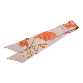 Hermes Hermès Twilly Flag Scarf/Muffler in Pink and Multicolor Silk for Women