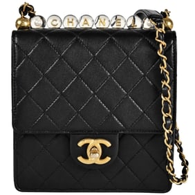 CHANEL Mini Matelasse Chain Shoulder Bag Leather Black