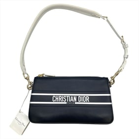 Christian Dior Vibe Shoulder Bag Calfskin Navy 56-MA-0252 Women's
