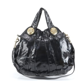 Gucci Hysteria Leather 2-Way Shoulder Bag Tote 197016 Black with Gold Hardware for Women
