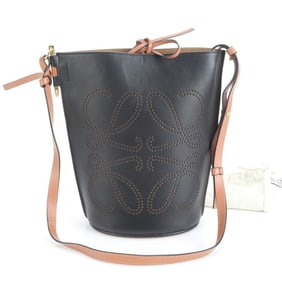 Loewe Anagram Gate Bucket Leather Shoulder Bag, Black, Women's