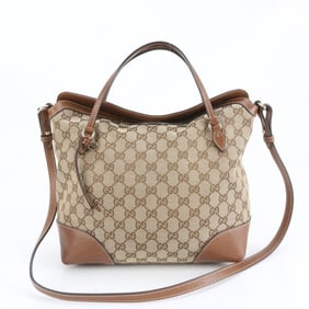 Gucci GG Canvas Brie 353120 Leather 2-Way Shoulder Bag/Hand Tote for Women