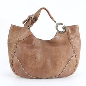 Gucci Charlotte 218782 Leather Tote Bag Shoulder Handbag Brown Women's