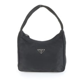 Prada Tessuto Nylon Triangle Logo Handbag Tote Black Women's