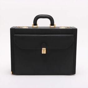 Gucci Old Leather Attache Case, Hard Black, Men's