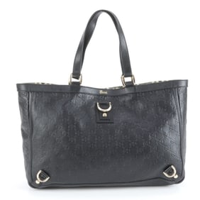 Gucci Guccissima Abbey Leather Tote Bag Shoulder 141472 Handbag Black Women's