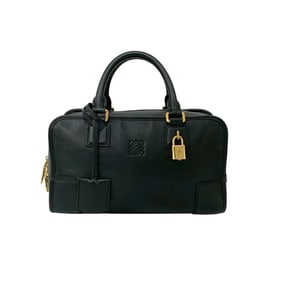 LOEWE Amazona 28 Anagram Logo Engraved Leather Handbag/Mini Boston Bag Black 05738