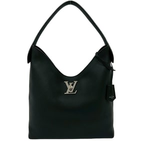 LOUIS VUITTON LockMe Hobo Leather Semi-Shoulder Bag/One-Shoulder Bag, Black, 22277