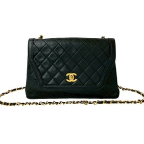 CHANEL Matelasse Coco Mark Lambskin Leather Chain Shoulder Bag s829a