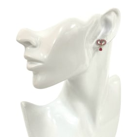 Christian Dior CD logo motif rhinestone plated earrings in silver and pink (13778)