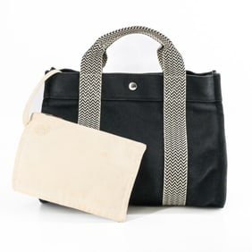 HERMES Cannes PM Toile H Canvas Tote Bag, Black