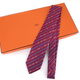 HERMES Rope Knot Yacht Silk Tie, Red