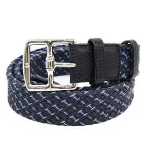 HERMES Etrivière Mesh Belt, 30mm, Black, Blue, and Gray, #?R