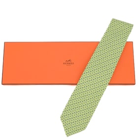 HERMES Airplane Propeller Silk Tie in Yellow-Green
