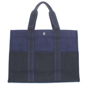 Hermès Foule Tote GM Shoulder Bag in Black and Navy, Men's Women's, HERMES T4861