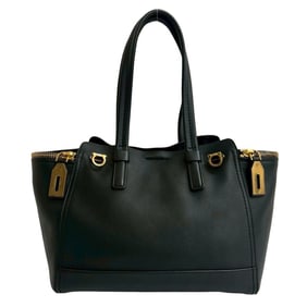 Salvatore Ferragamo Gancini hardware leather tote bag, black, 35863