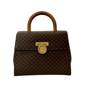 CELINE Macadam Blason Triomphe Medal and Coin Motif Leather Handbag, Brown, 24492