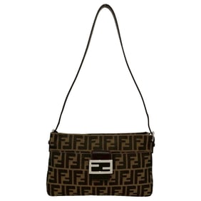 FENDI Zucca FF pattern leather canvas semi-shoulder bag, brown and black, o3761