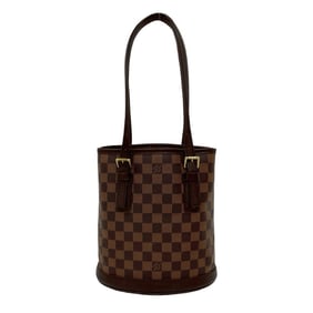 LOUIS VUITTON Mare Damier Leather Tote Bag, Semi-Shoulder Handbag, Brown, 52660