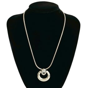 HERMES Silver 925 Topaz Necklace Pendant 823-7