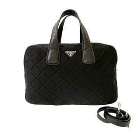 PRADA Prada Triangle Logo Metal Fitting Quilted Jersey Nylon Leather 2-Way Handbag/Shoulder Bag