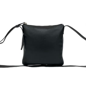 LOEWE Logo Engraved Leather Mini Shoulder Bag/Pochette/Sacoche/Body Bag Black 70013