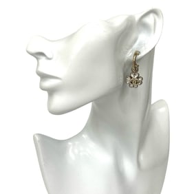 CHANEL Coco Mark Star Flower Motif GP Rhinestone Earrings in Silver and Gold (94205)