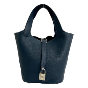 HERMES Picotin Lock PM Taurillon Clemence Leather Handbag, Bleu de Plus, 51855, with Y Stamp