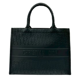 Christian Dior Book Tote, Oblique Pattern Embossed Leather Tote Bag, Black, 57517