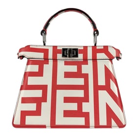 Fendi x MARC JACOBS Peekaboo I See U Petite Leather Handbag/Shoulder Bag, Red and White, Women's,