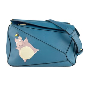 LOEWE Studio Ghibli Puzzle Bag, Small, Leather, Blue and Gold, Women's, Z7704