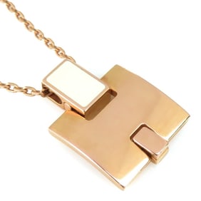 Hermes Hermès Eileen Necklace in Metal, Enamel, Pink Gold, and Off-White, Women's, e61126a