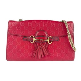 Gucci Emily Leather Shoulder Bag, Red, Women's, 295402 z7611