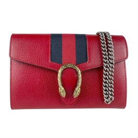 Gucci Dionysus Shoulder Bag with Chain Wallet, Leather and Metal, Red Navy, Women's, 481377 z7679
