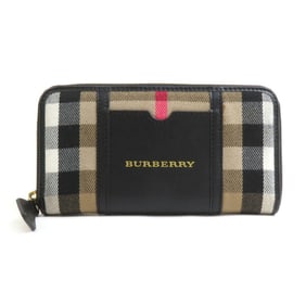 Burberry round long wallet in leather and wool, black brown, for men women, r10885k