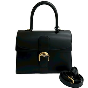 DELVAUX Brillant Leather 2-Way Handbag, Shoulder Bag, Mini Tote Black 605-7